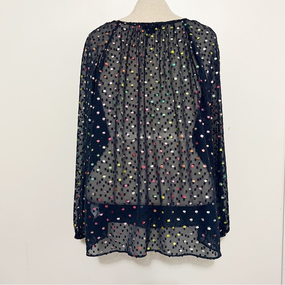 JCrew Popover Blouse Rainbow Clip Dot S - Picture 2 of 8